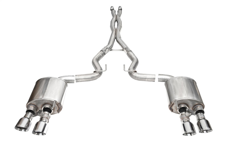 Ford Mustang Performance Exhaust - Dual Rear Exit - CORSA Performance - Cat-Back, 3.0in, Twin 4.5in Polish Slash Tips, Corsa Xtreme Valved System - `24-`27